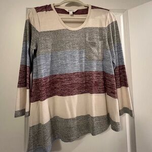 Striped Tie-Hem Sweater
